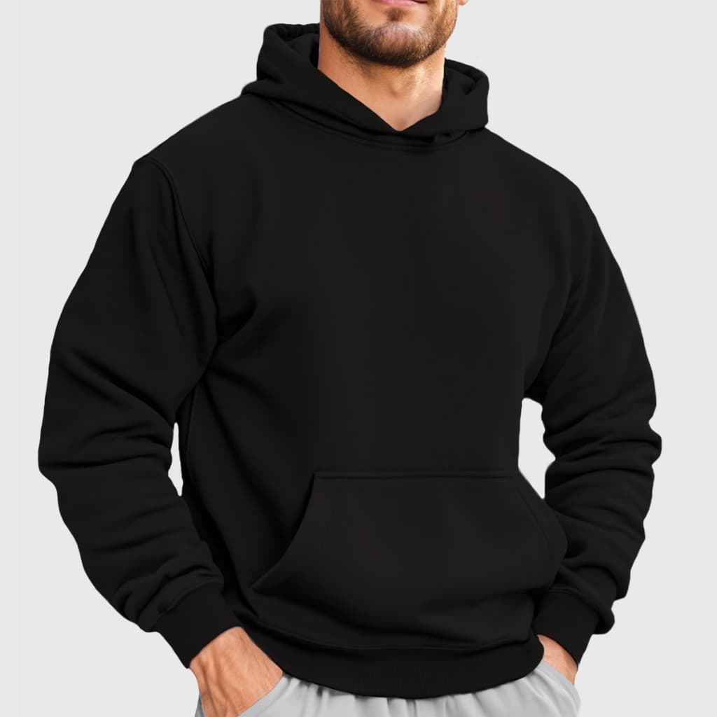 Moletom Blusa Canguru Básico Liso Com Capuz e Bolsos Masculino