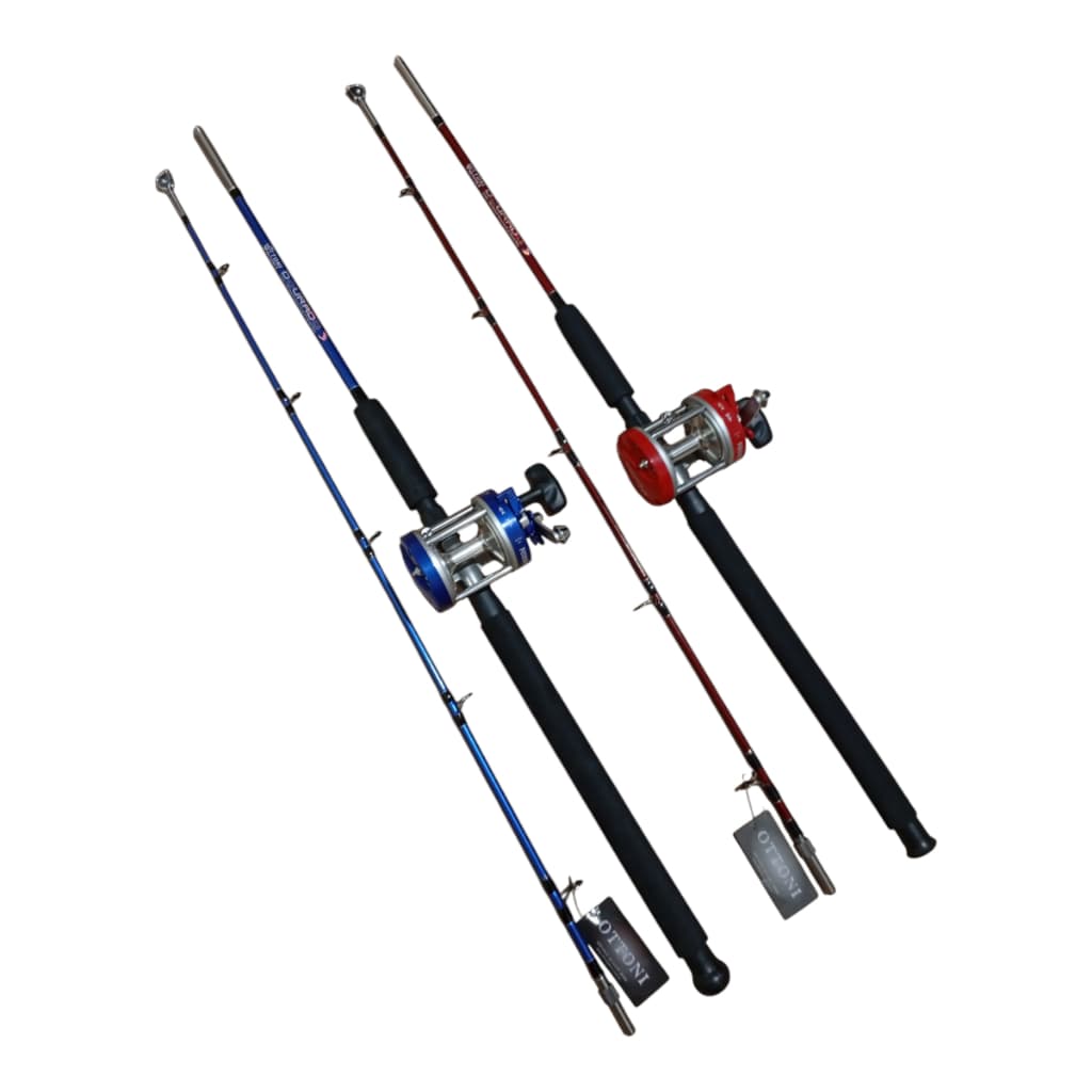 Kit Pesca Ottoni Luxo Carretilha CT300 - Vara Roldana Trava em rosca e ponta roldana - 80 Lbs 1.80M