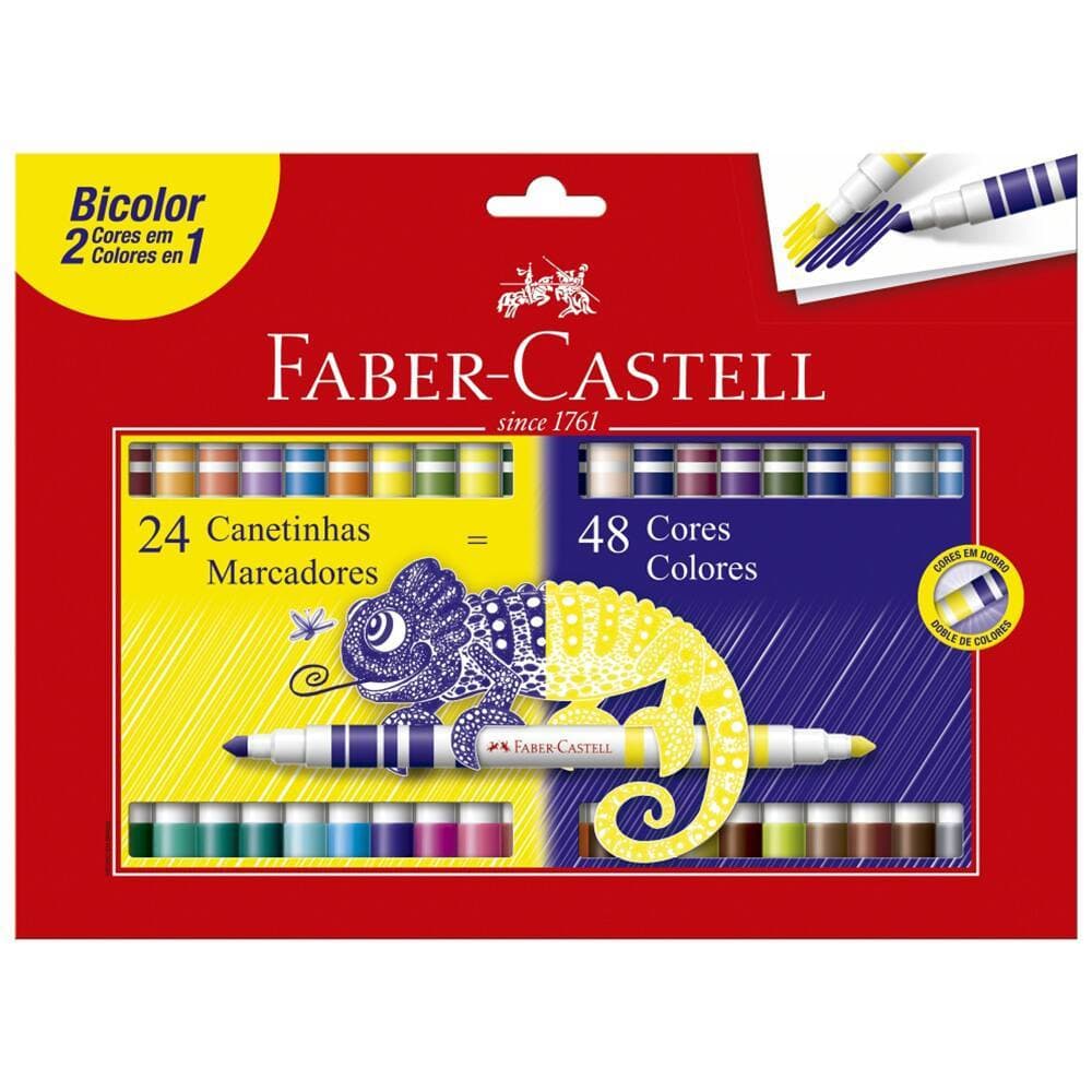 Canetinha Faber Castell Bicolor 2 em 1 Hidrográfica