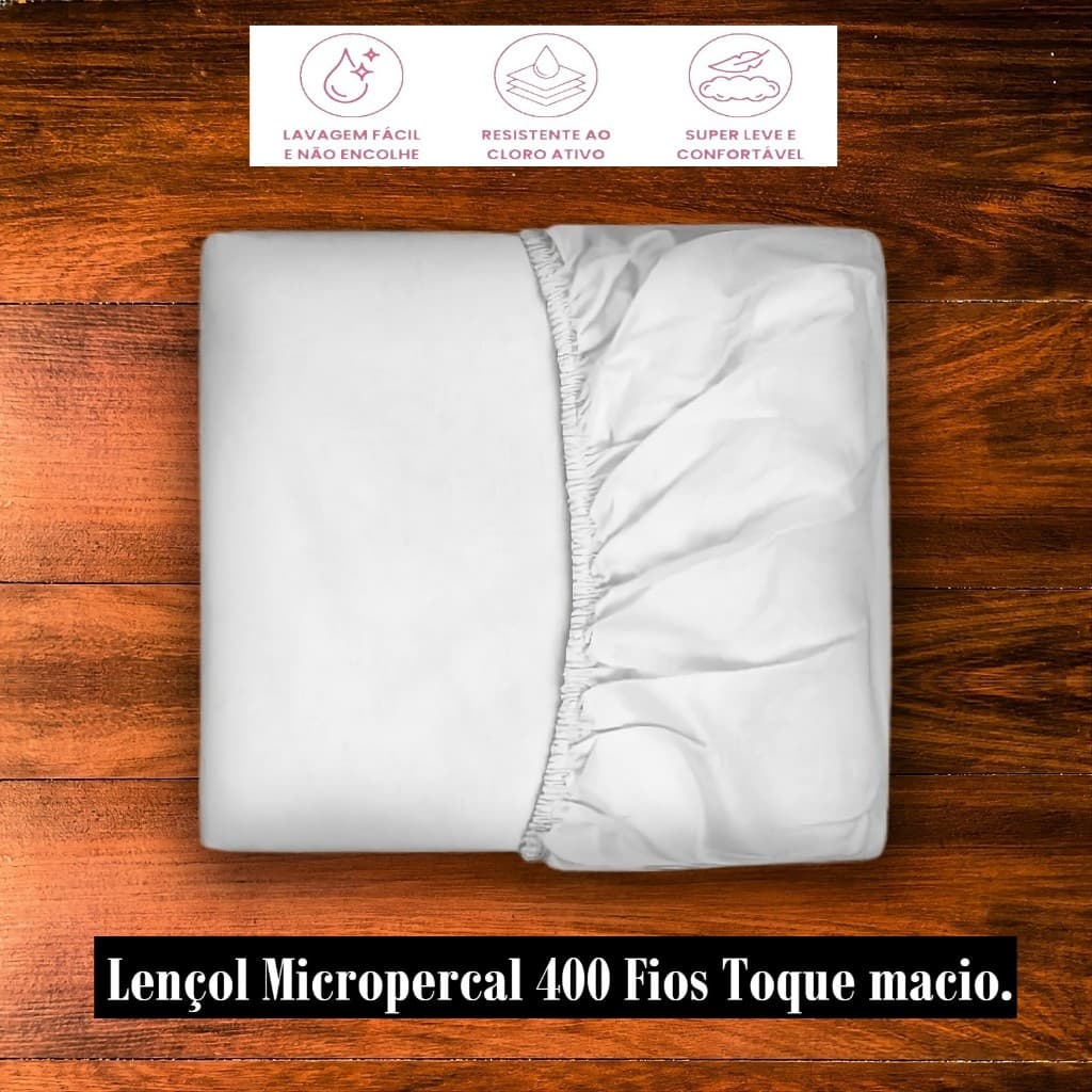Lençol Solteiro Avulso Com Elástico De Baixo Micropercal Peletizado 400 Fios Clinica Hospital Hotel