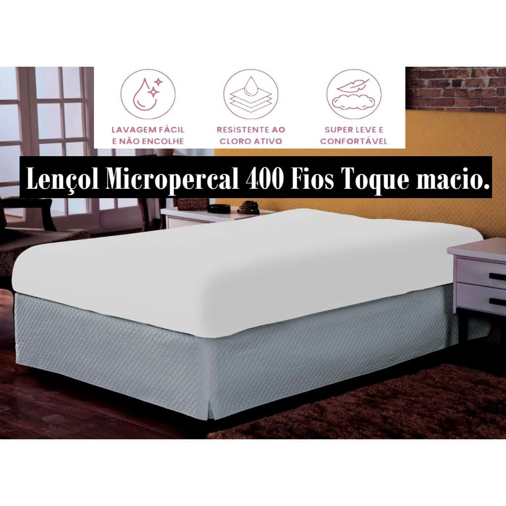 Lençol Queen Avulso Com Elástico De Baixo Micropercal Peletizado 400 Fios Clinica Hospital Hotel