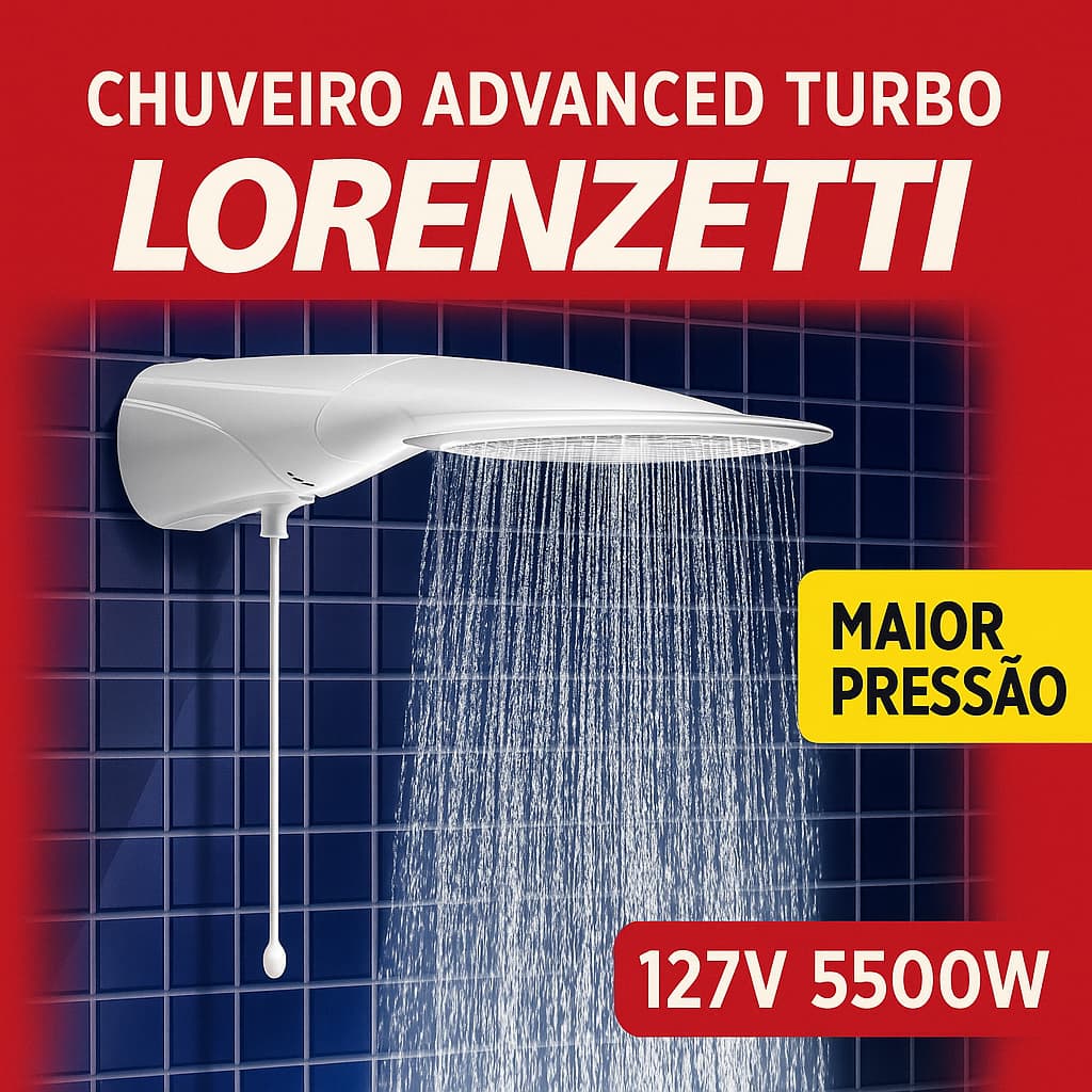 Chuveiro Ducha Advanced Turbo Multitemperaturas Pressurizador 127v 5500w Lorenzetti