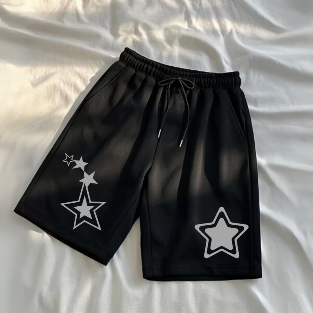 Bermuda Masculina Moletom Algodão Flanelado Star Estrelas Tendência Confortável
