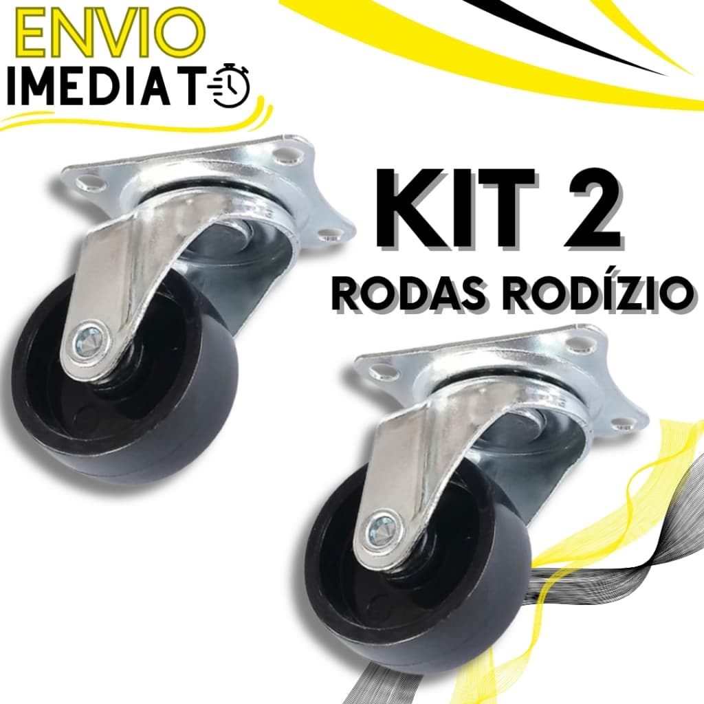 KIT 2 Roda Rodízio Giratório Rodinha de Móveis Suporte Reforçado Super Resistente para Vaso Cabeceira Não Risca o Piso