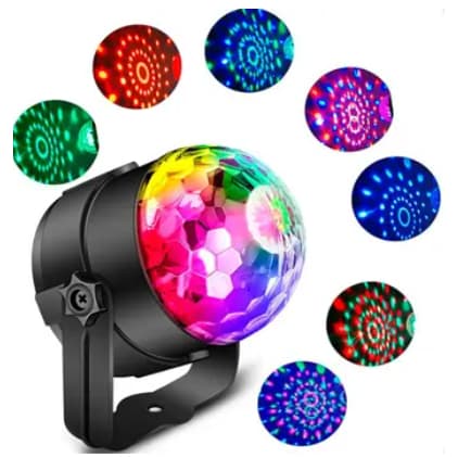 Luminaria Globo Mini Rotativo Rgb Led Party Light Luzes Giratórias