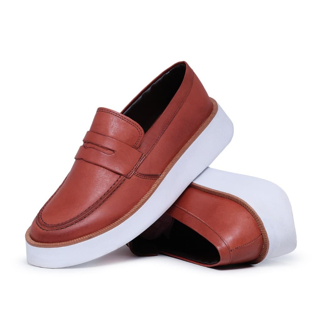 Sapato Masculino Elegante Casual Moderno Estiloso Confortável em Couro Legítimo Sofisticado