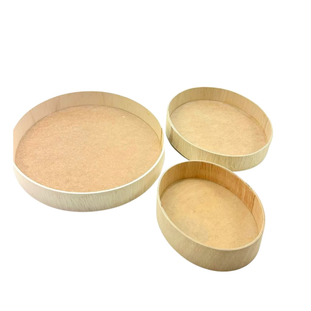 Kit 3 Cestas Ovais PMG Madeira e MDF – Para Café da Manhã, Mesa Posta ou Organização