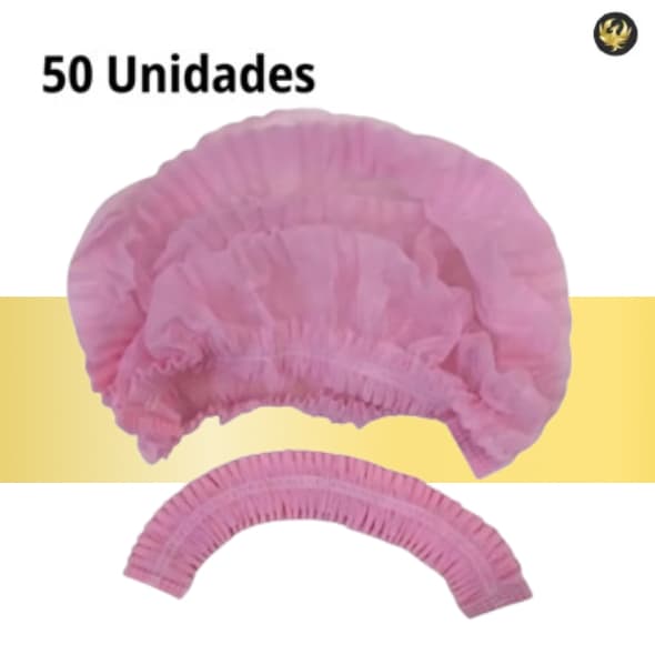 Touca Descartável Rosa/verde /preta/azuil clara TNT 50 UNIDADES  Sanfonada Com Elástico