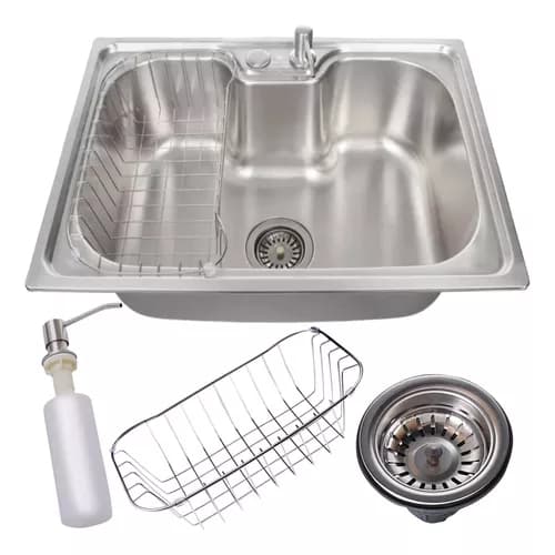 Cuba Aço Inox 50x40x20 para Cozinha com Escorredor e Dispenser