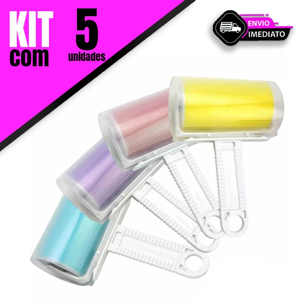 Kit 5 Rolos Tira Pelos Laváveis – Reutilizáveis e Multiuso para Casa e Roupas!