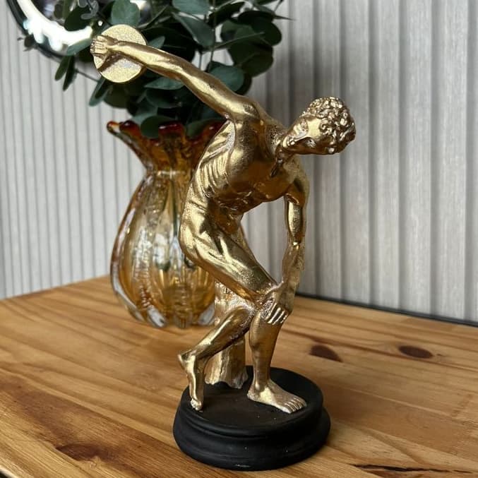 Escultura Estatua Grega Enfeite Dourado