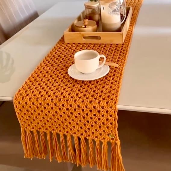 Trilho de mesa Boho | Caminho de mesa em crochê