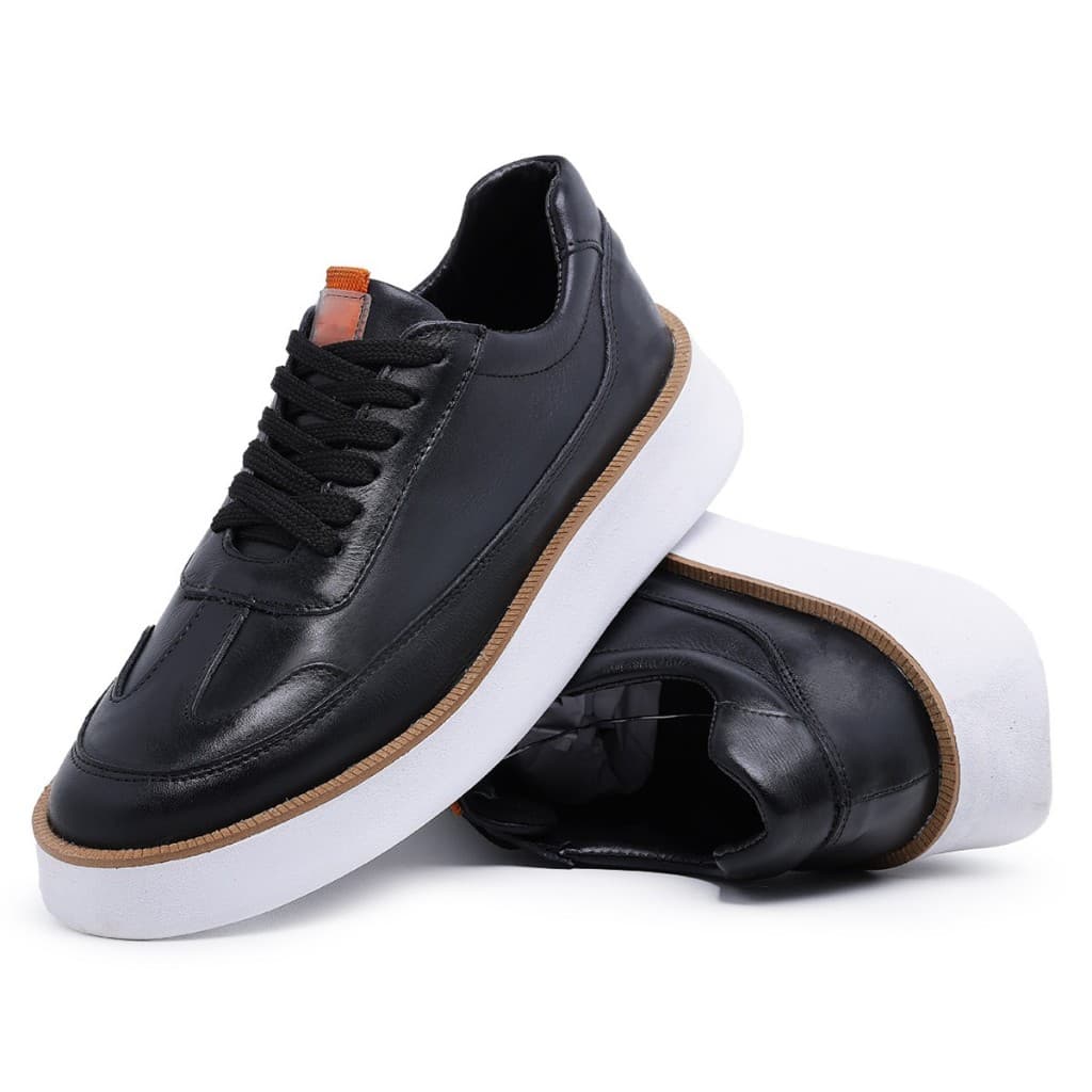 Tênis Masculino Moderno Casual Estiloso Confortável Couro Legítimo Elegante