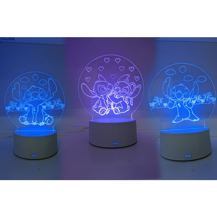 Luminária de Mesa de LED 3D Lilo Stitch Abajur Luz Noturna Decorativa Decoração Quarto Sala