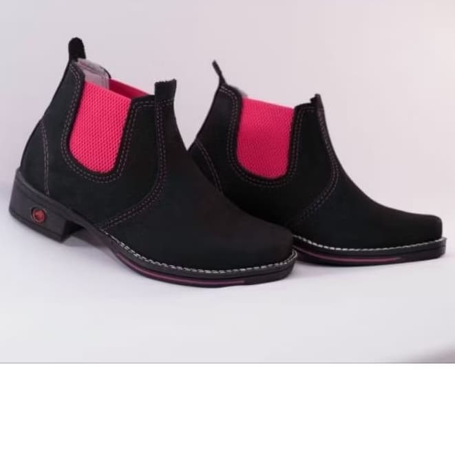 Bota Botina Country Feminina Couro Legítimo Nobuck