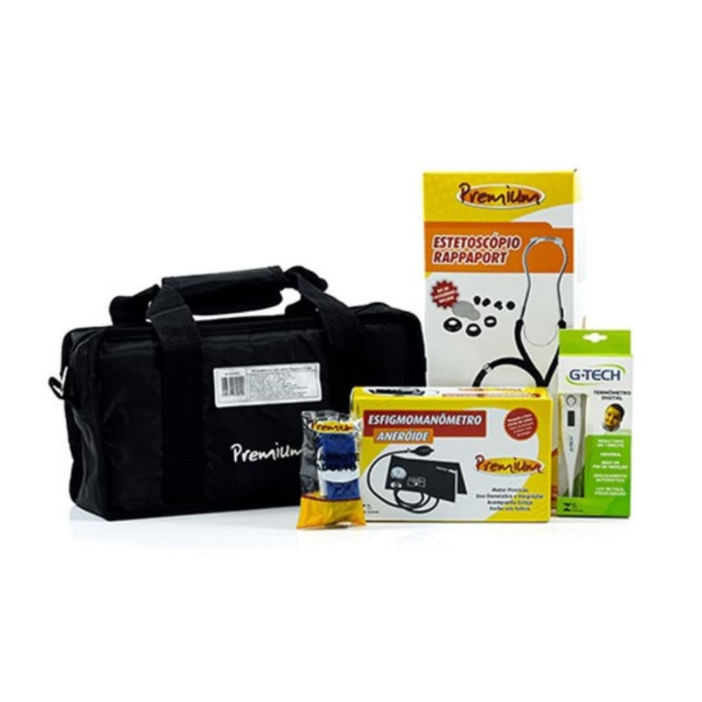 Kit Acadêmico Esteto Rappaport E Esfigmo Premium Preto Médico Clínico Estudante