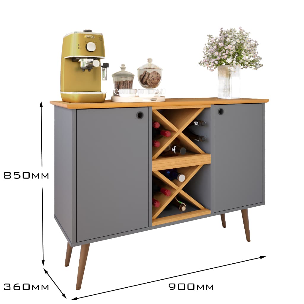 Buffet Elegance Com adega em X para vinho 2 Portas