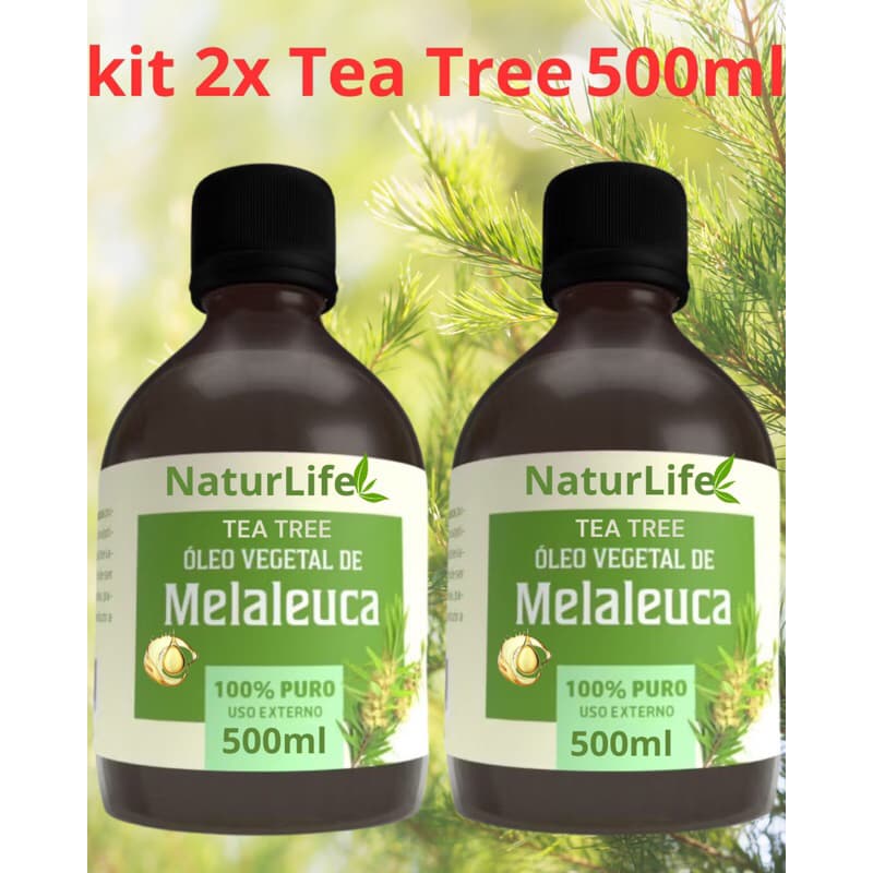 Óleo Vegetal de Melaleuca 2x Potes 500ml Tea Tree - 100% Puro Vegano
