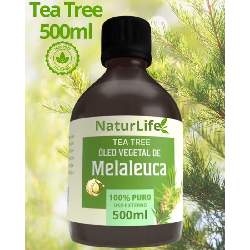 Óleo De Melaleuca Puro 500ml Vegano - Micose, Caspa, Odor Vaginal, Antiqueda todos os Tipos de Pele