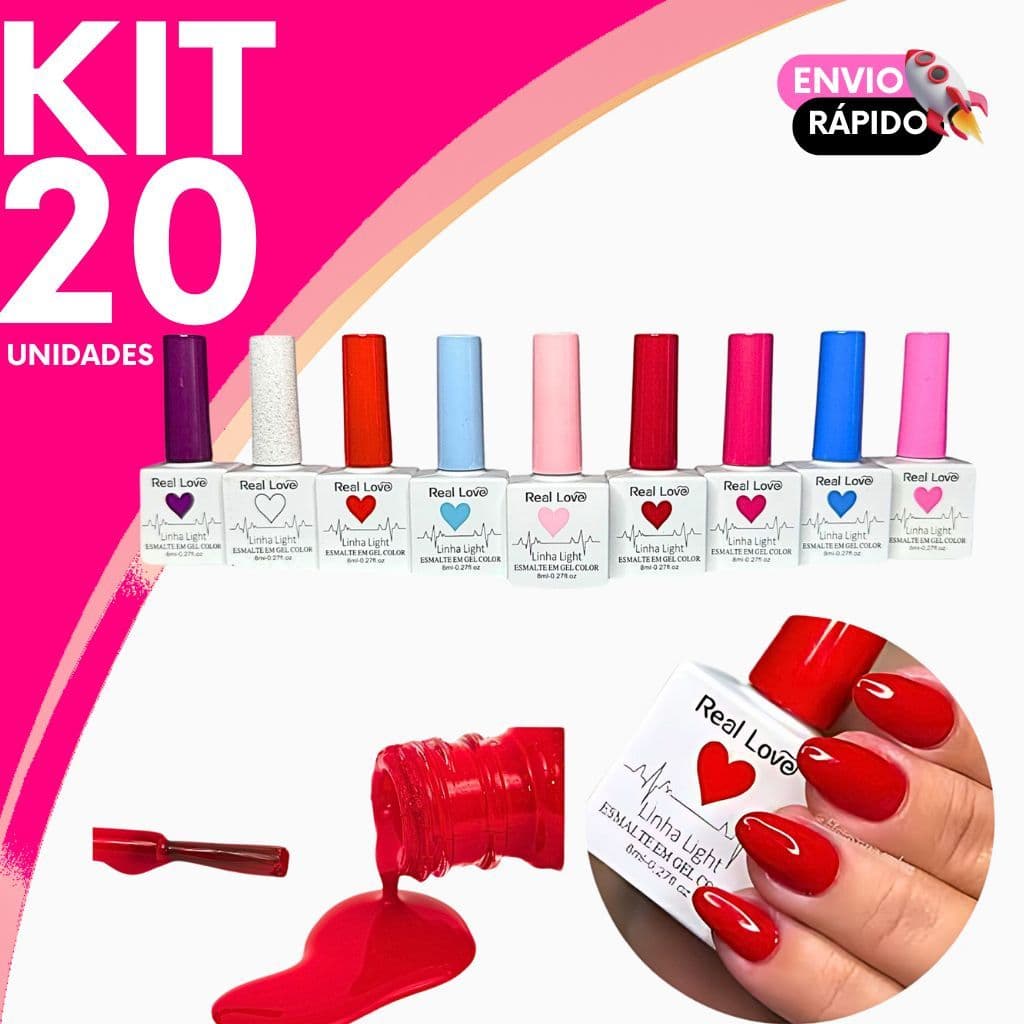 Esmalte em Gel Real Love Kit – Linha Light Secagem UV/LED Alta Durabilidade