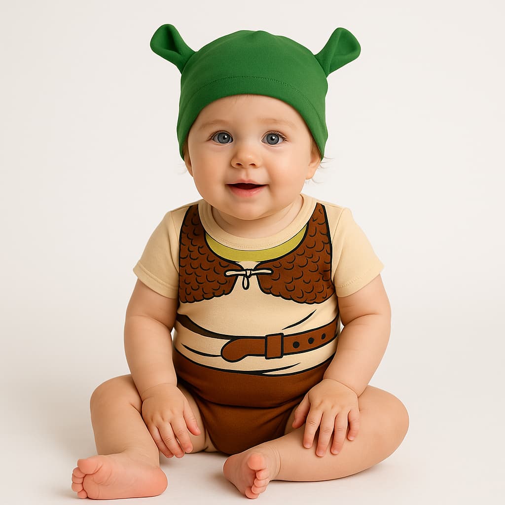 Body Bebê Infantil Mêsversário Temático Shrek Super Confortável