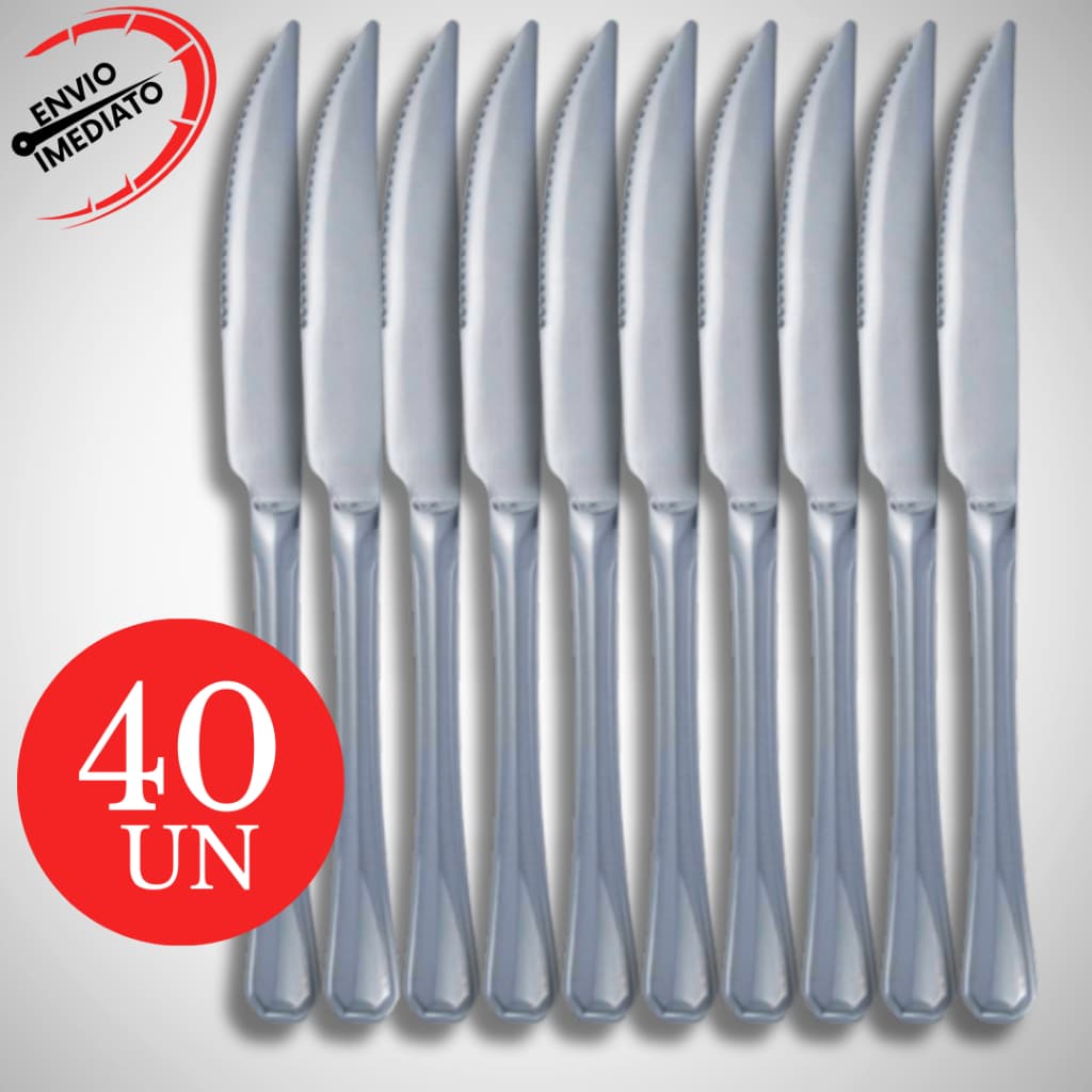 Kit Faca Mesa Com Ponta Inox Elegance Churrasco Pizzaria Buffet Casa Bar