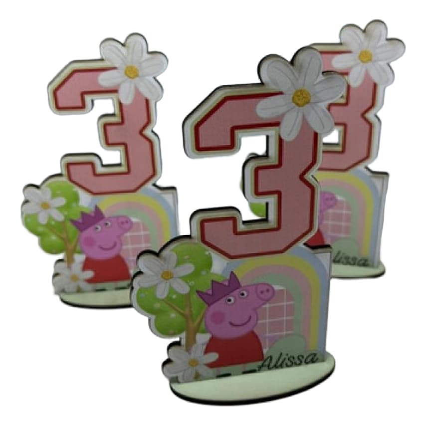 Centro de mesa Pepa Pig Personalizado com Nome e Idade