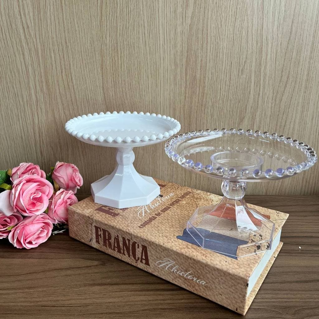 MINI BOLEIRA PEROLA TAMANHO 15CM  BRANCA  OU TRANSP UNID OU MAIS