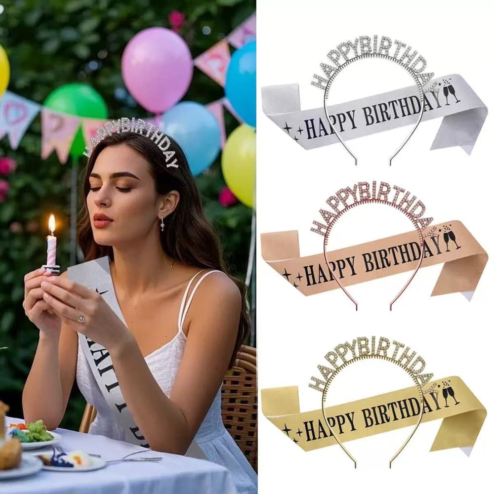 Kit Faixa Tiara PEDRA Conjunto Feliz Aniversário Tema Decoração Bandana Banner Festa Presente