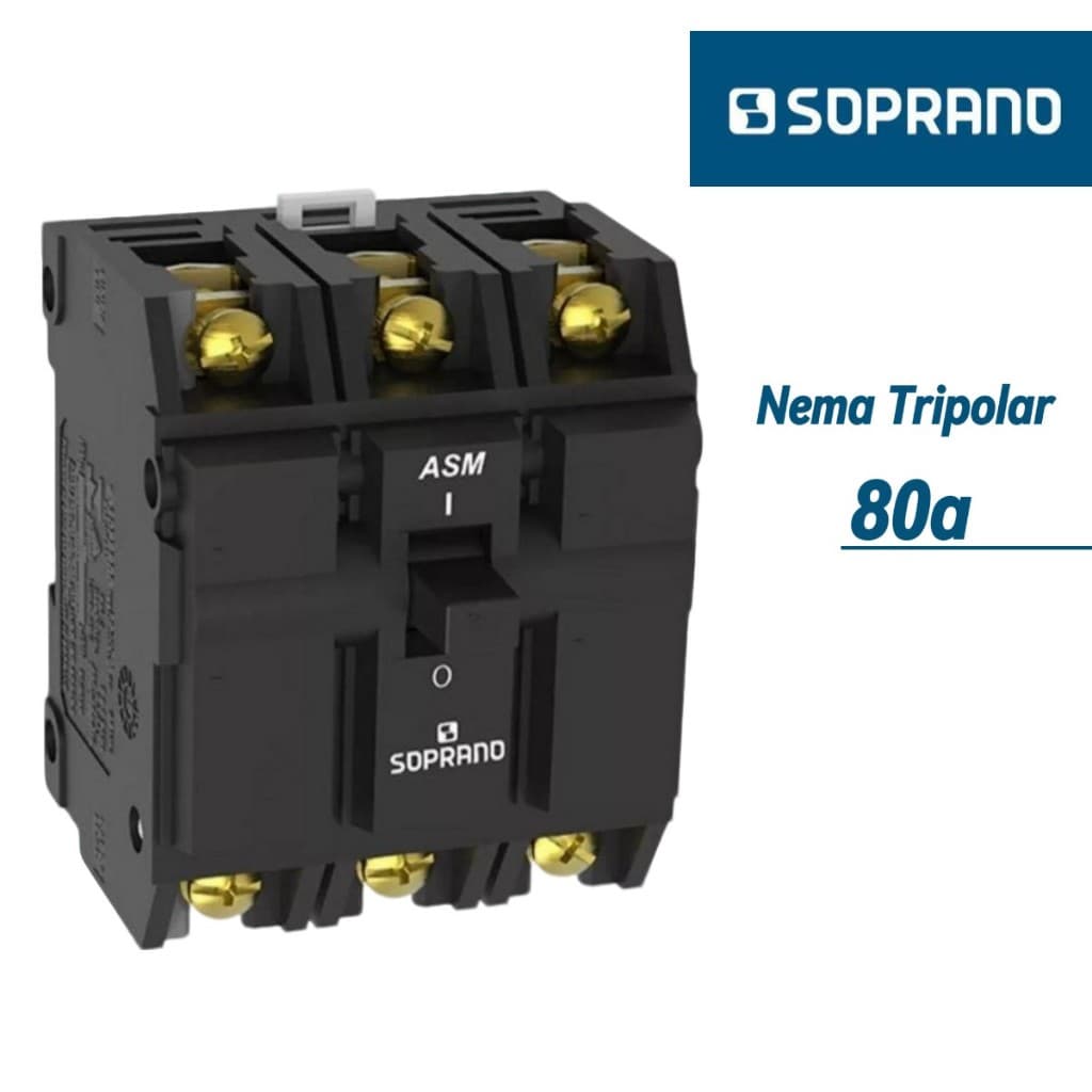 Disjuntor Nema Preto 80a Tripolar 3p ASM3 Soprano