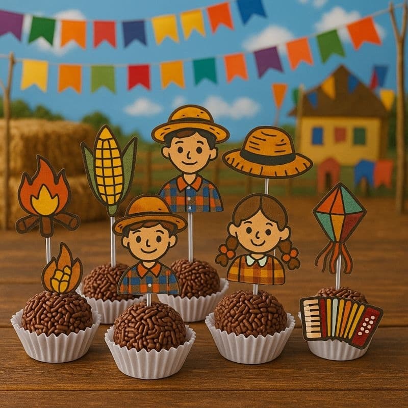 40 toppers para docinhos festa junina/aplique festa junina/ enfeites junino São João