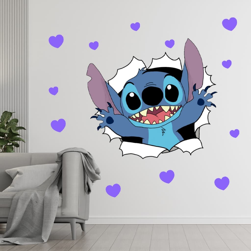 Adesivo Parede Stitch Azul Decorativo Disney Fofo