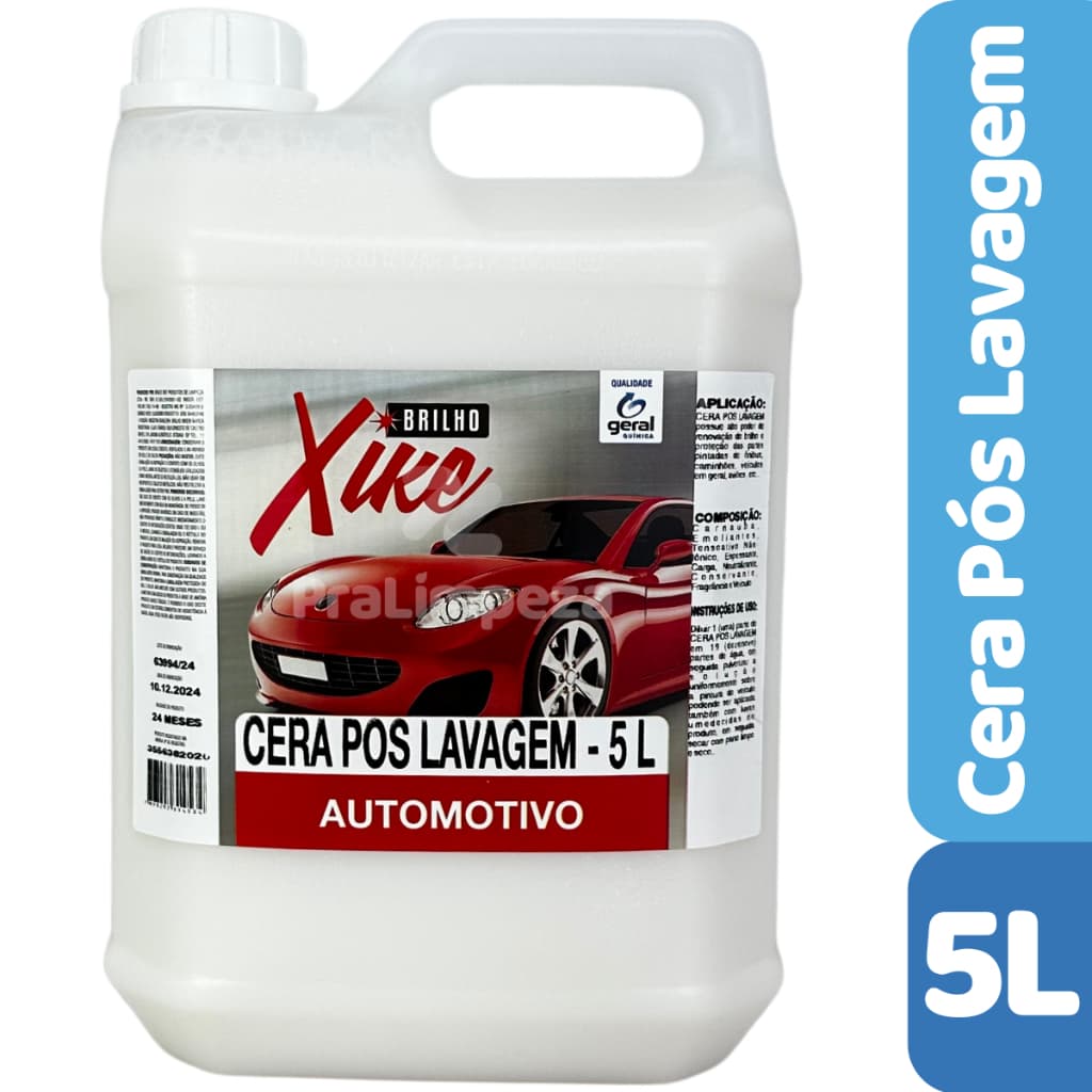 Cera Líquida Pós Lavagem 5L Brilho Imediato Automotiva Alto Rendimento