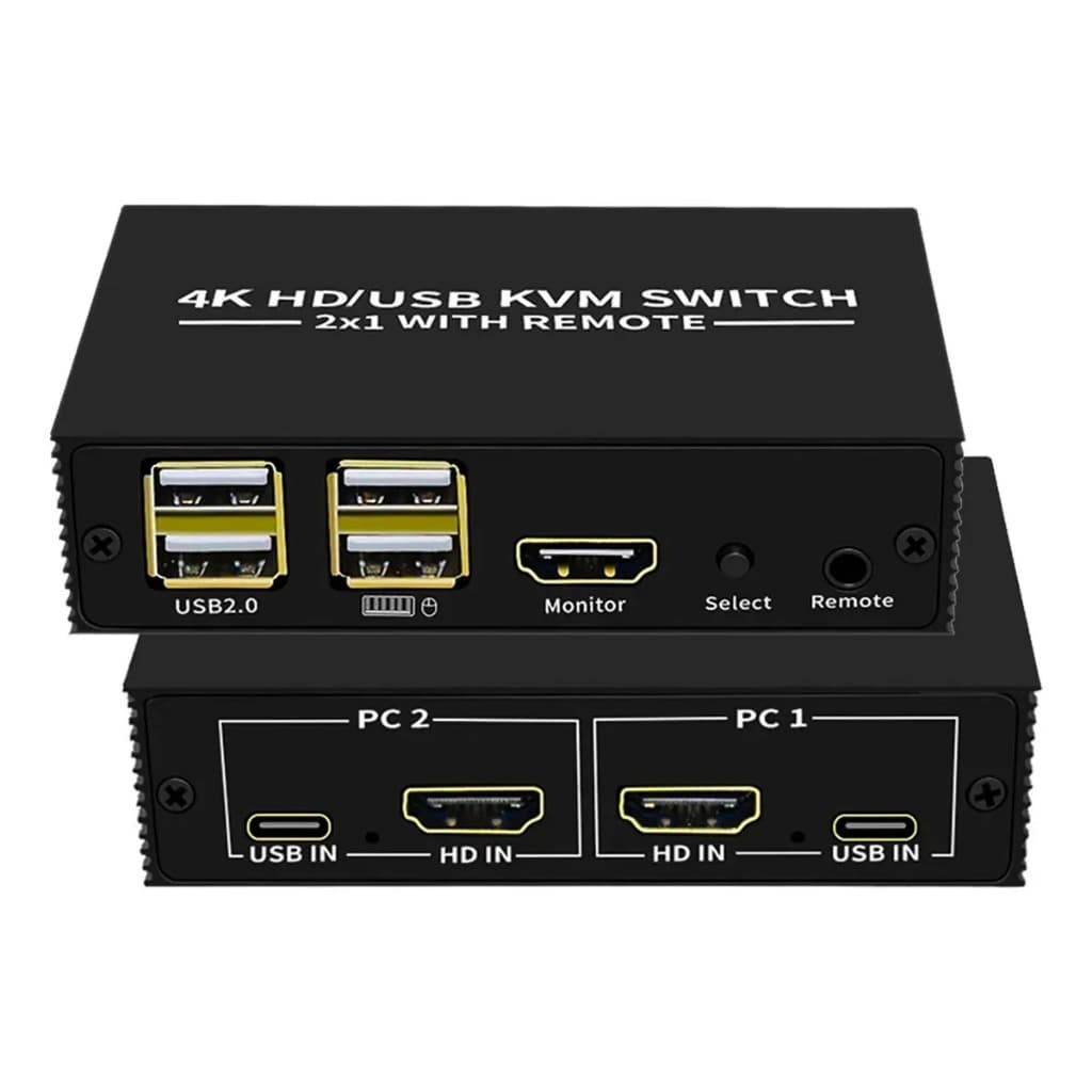 Chaveador Switch Kvm 2 Portas Hdmi Mouse Teclado E Monitor