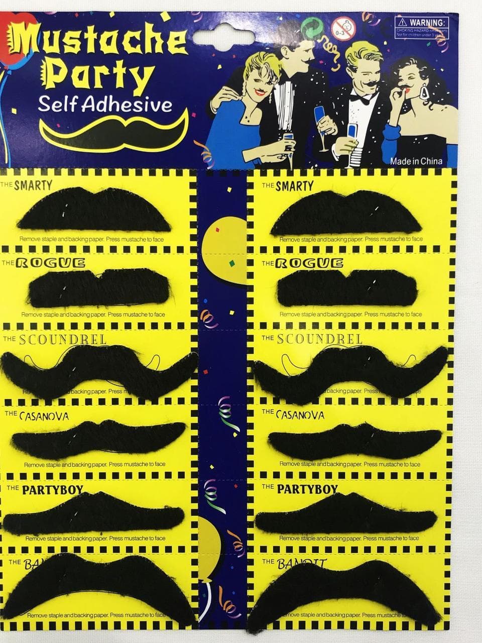 Cartela Bigode Falso - Mustache Com 12 Unidades fantasia festa bigode postiço enfeite decoracao