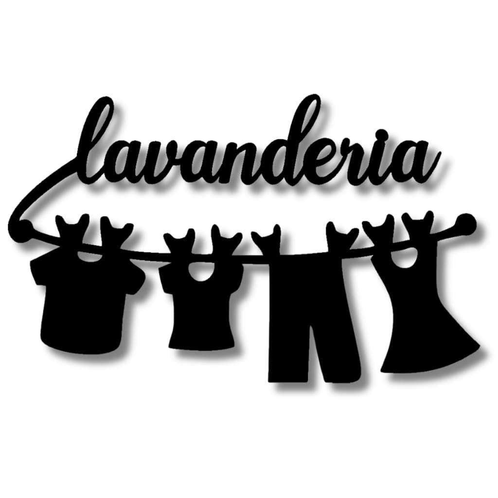 Quadro Decorativo Aplique De Parede Lavanderia Em Mdf Preto