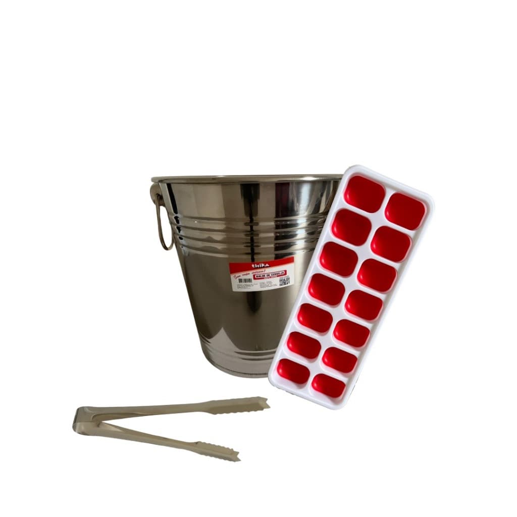 Balde de Gelo 5,5 L em Inox  1 Pegador de Gelo+ Forminha de Gelo Brinde