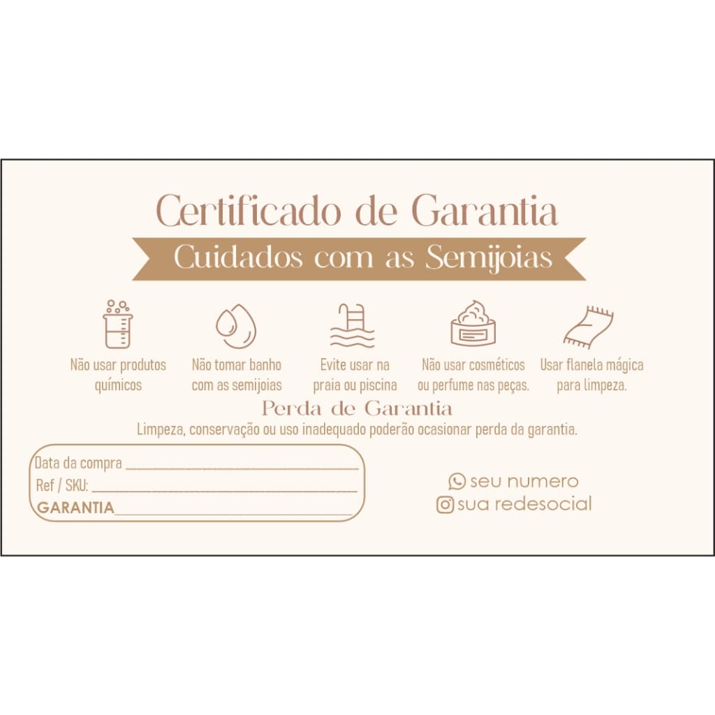 Certificado ou agradecimento para joias