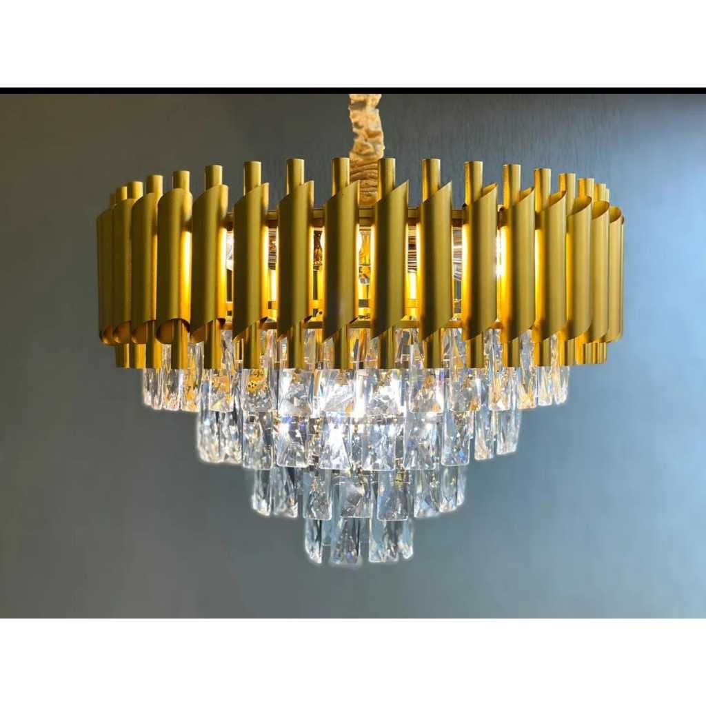 Lustre Pendente De Cristal Redondo 50x29 cm Luxuoso