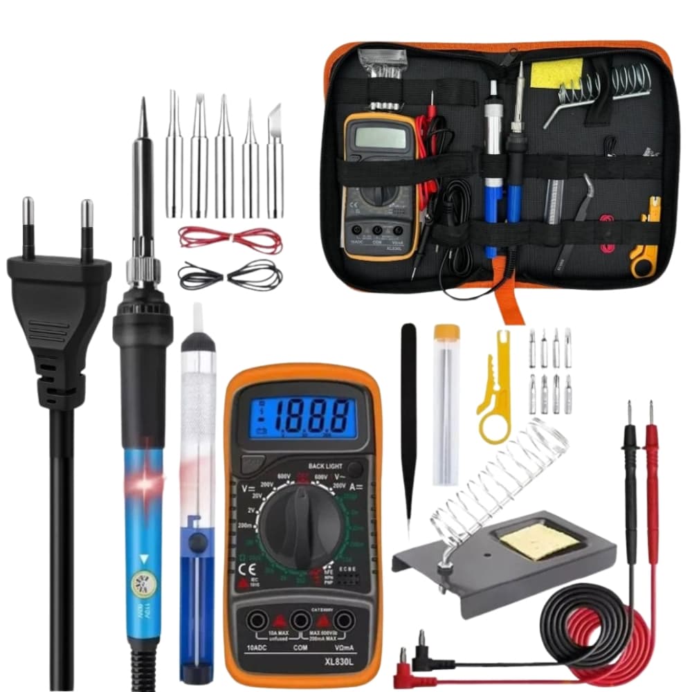 Kit Ferro Solda E Sugador + Multimetro Estanho 60w 220v