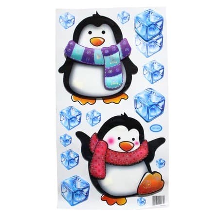 Adesivo 3D Decoração Pinguim Gelo Decorativo para Geladeira Móveis