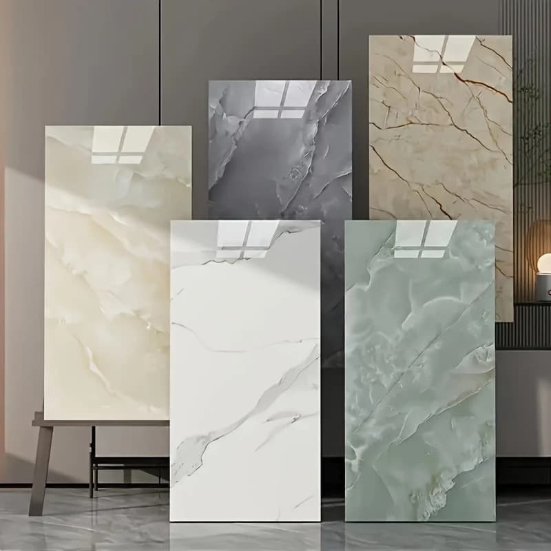 Kit com 15 placas adesivas Mármore Porcelanato para Decoração Parede - Lavável