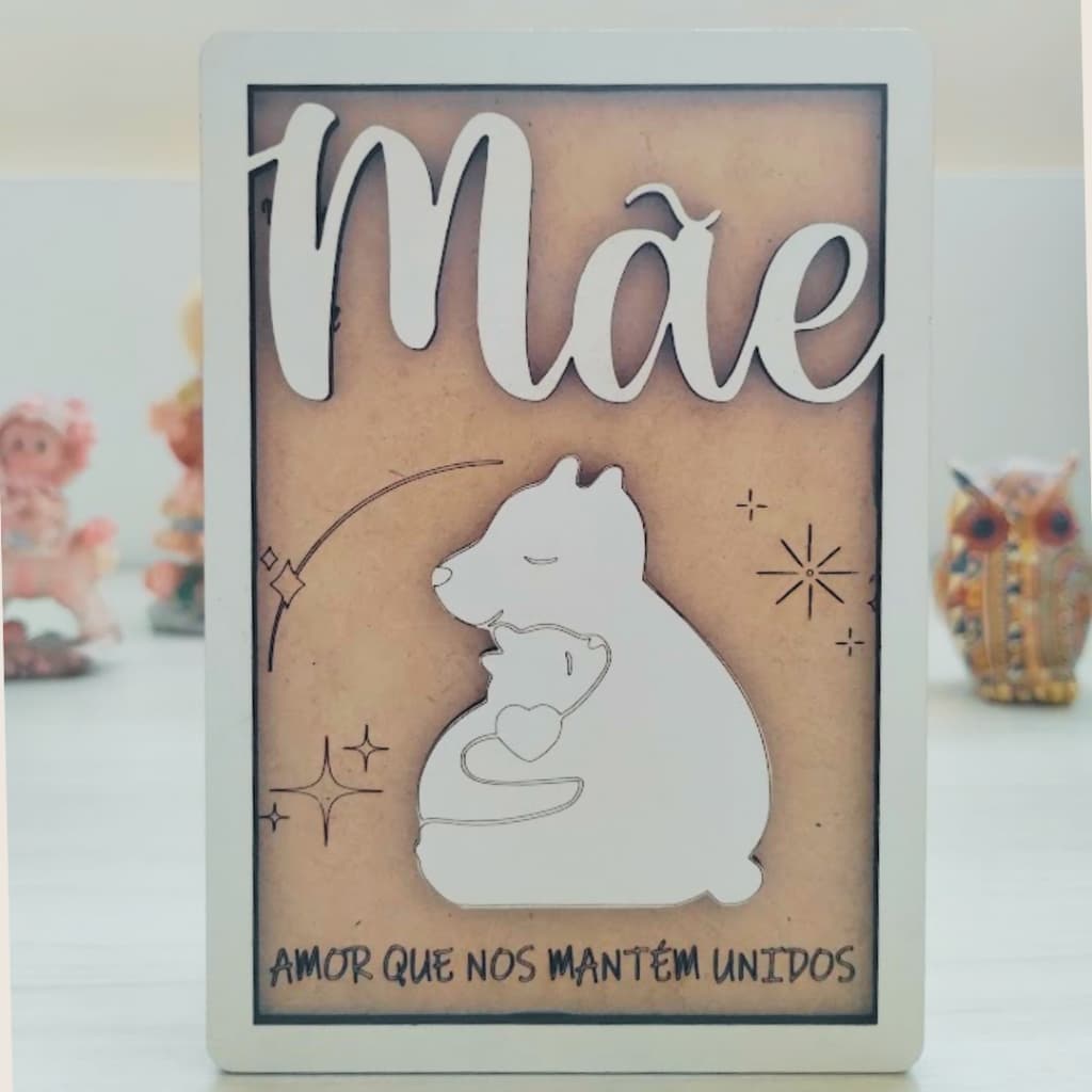 Quadro PERSONALIZADO - Família de Ursos Mãe Urso Pai Urso - com nomes em MDF - Presente Perfeito