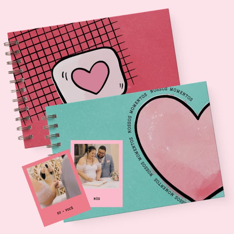 Álbum de Fotos Casal - Scrapbook - Aniversário de Namoro - Álbum de Dia dos Namorados - A5