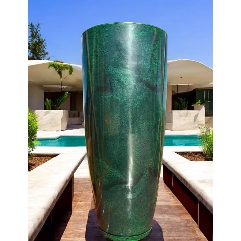 Vaso para plantas em polietileno com prato  Coluna Ibiza Grande 75cm jardim sala