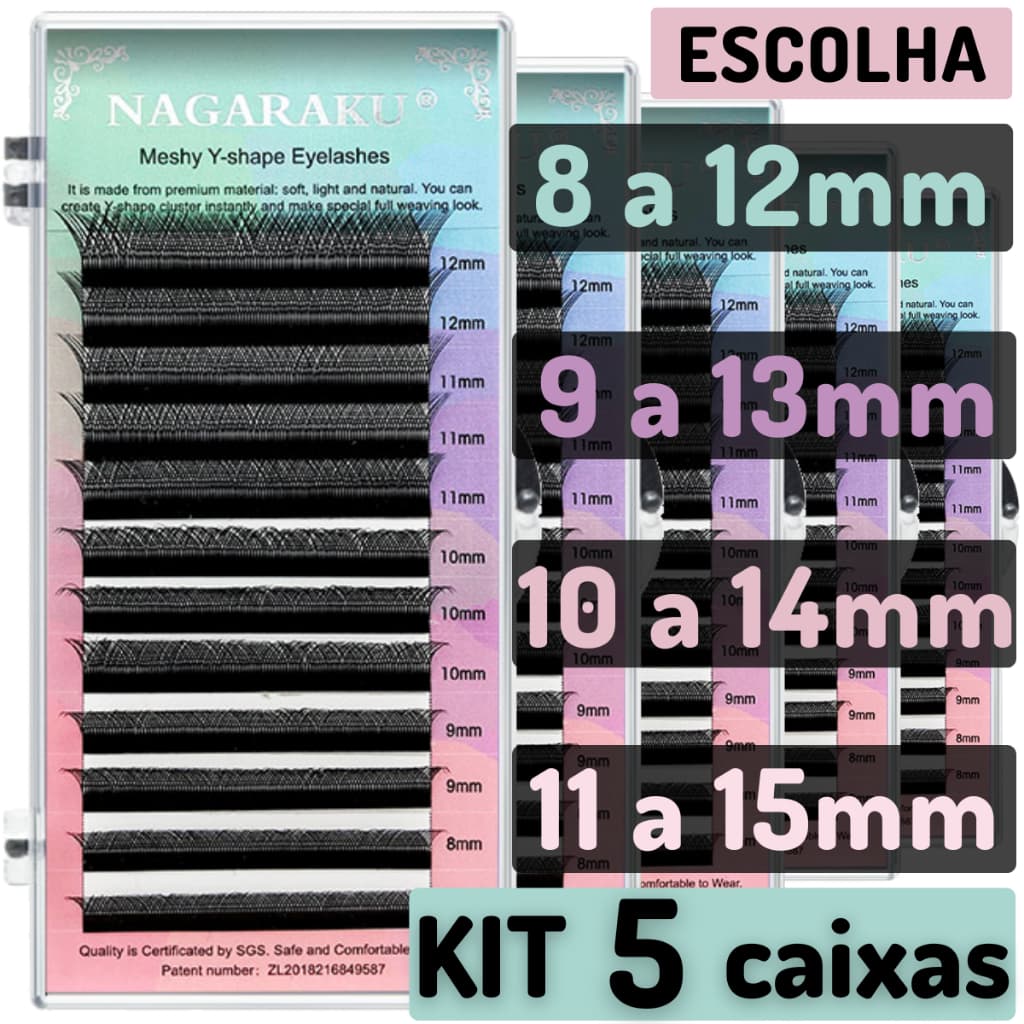 Kit 5un Cílios Y Nagaraku Yy C D Volume Brasileiro Original