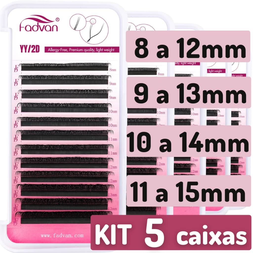 Kit 5un Cílios Y Fadvan Yy C D Volume Brasileiro Original