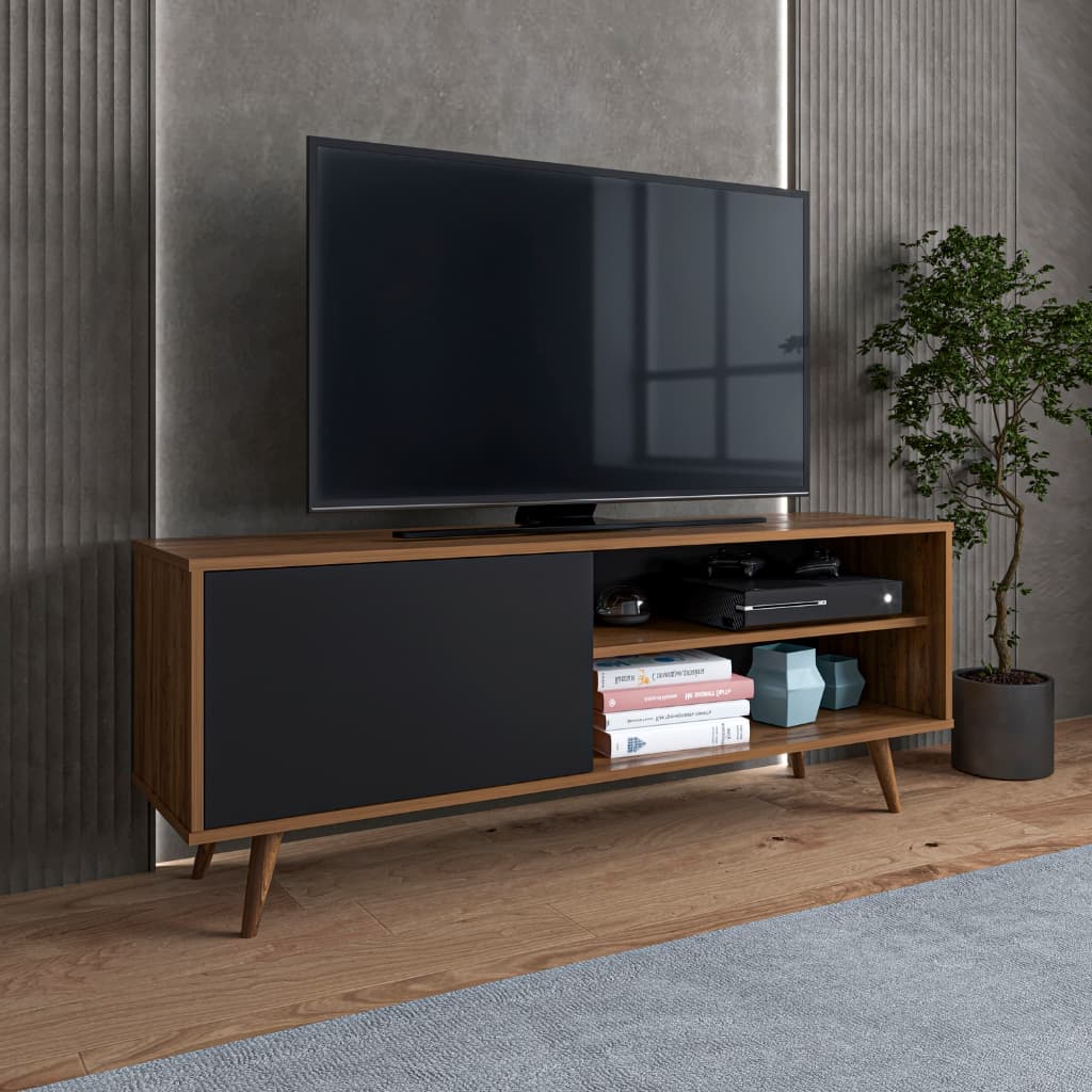 Rack para tv até 43 sem painel sala com pés de madeira 1 porta pintura u.v para casa