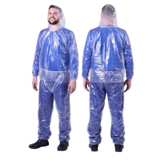 10 UND CONJUNTO PLÁSTICO IMPERMEÁVEL COM CAPUZ CAPA DE CHUVA INDUSTRIA DE ALIMENTOS LAVAGEM DESCARTÁVEL