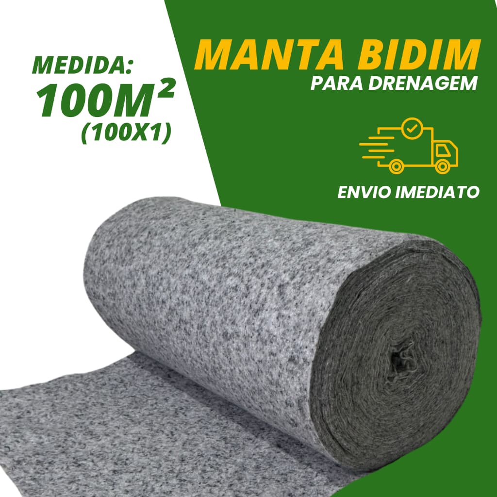 Manta Bidim Para Drenagem Drena Solo Jardim Vasos Jardineira Geotexil 100M2
